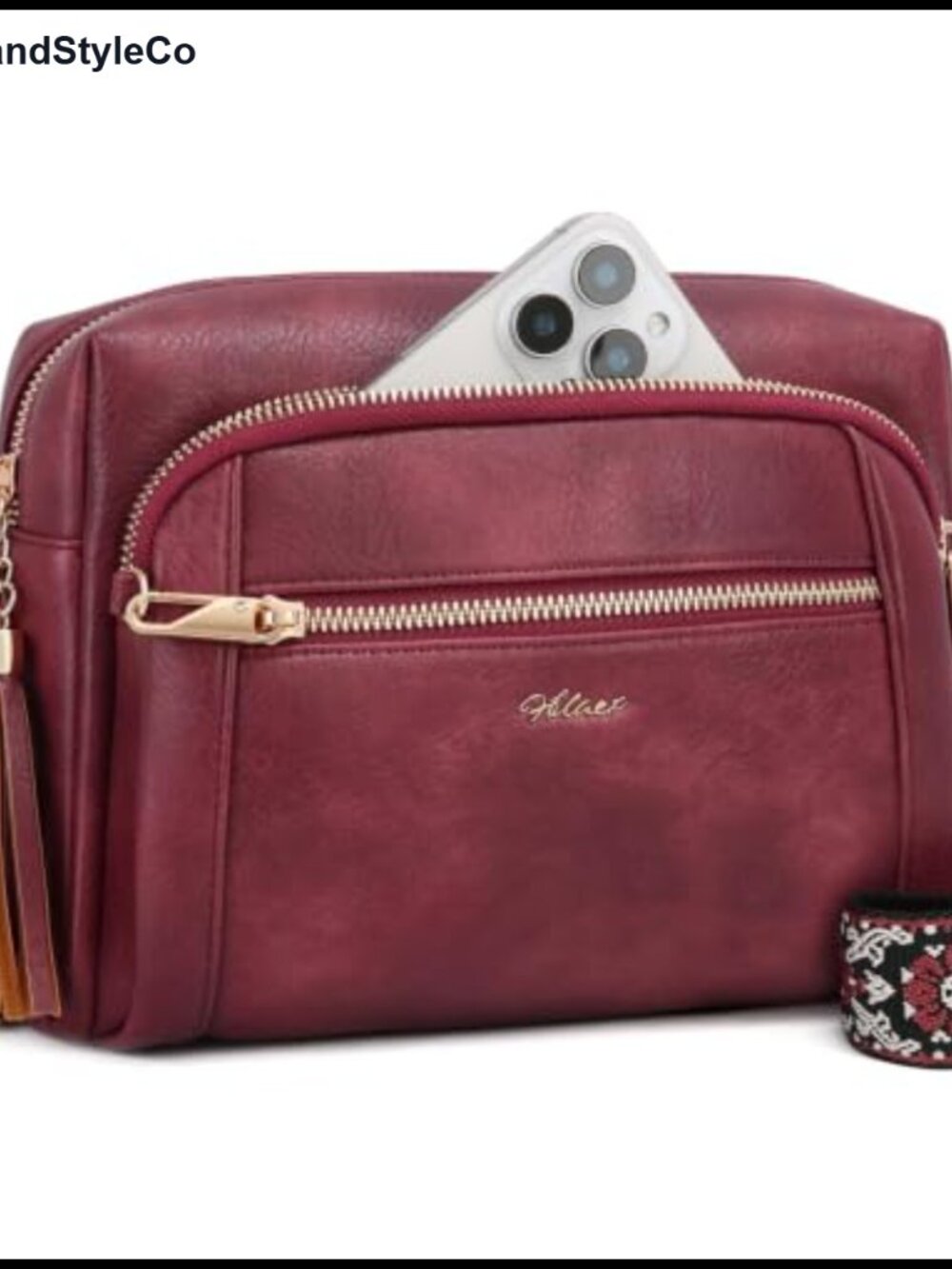 Vegan Leather Crossbody Bag Anti Theft Multi Compartment Purse Handbag